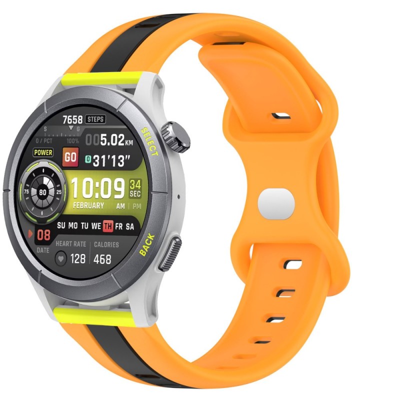 Estuyoya Correa silicona Raya Amazfit Cheetah (Pro) (Round) Naranja,Negro