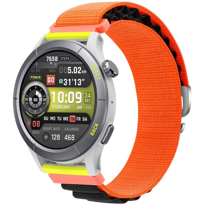 Estuyoya Correa loop nylon Amazfit Cheetah Naranja,Negro