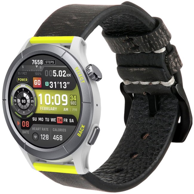 Estuyoya Correa cuero Amazfit Cheetah (Pro) (Round) hecha a mano gris