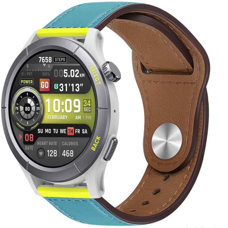 Estuyoya Correa cuero Bucle Amazfit Cheetah (Pro) (Round) azul