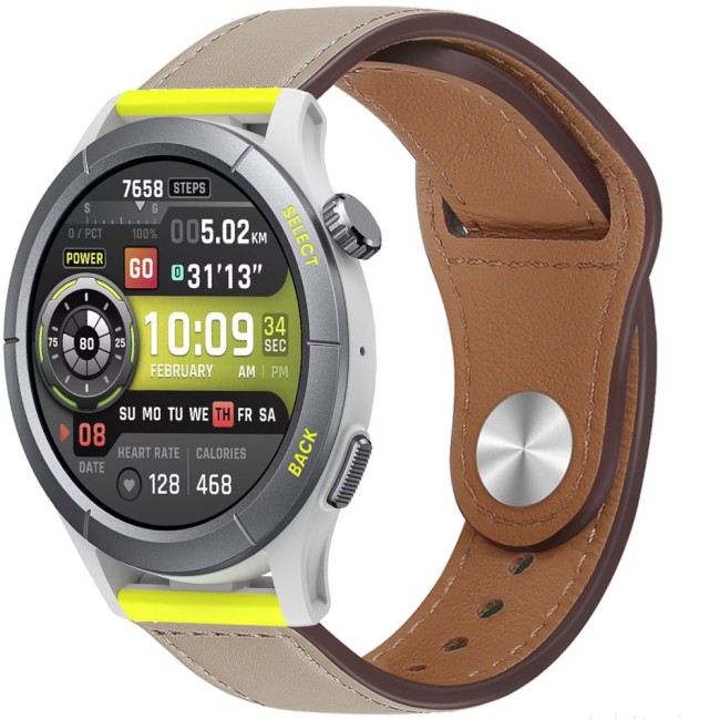 Estuyoya Correa cuero Bucle Amazfit Cheetah (Pro) (Round) blanco perla