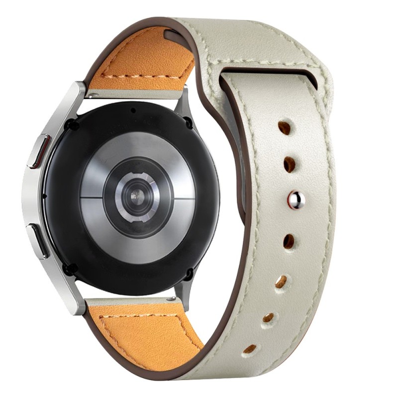 Estuyoya Correa cuero Bucle Amazfit Cheetah (Pro) (Round) blanco perla