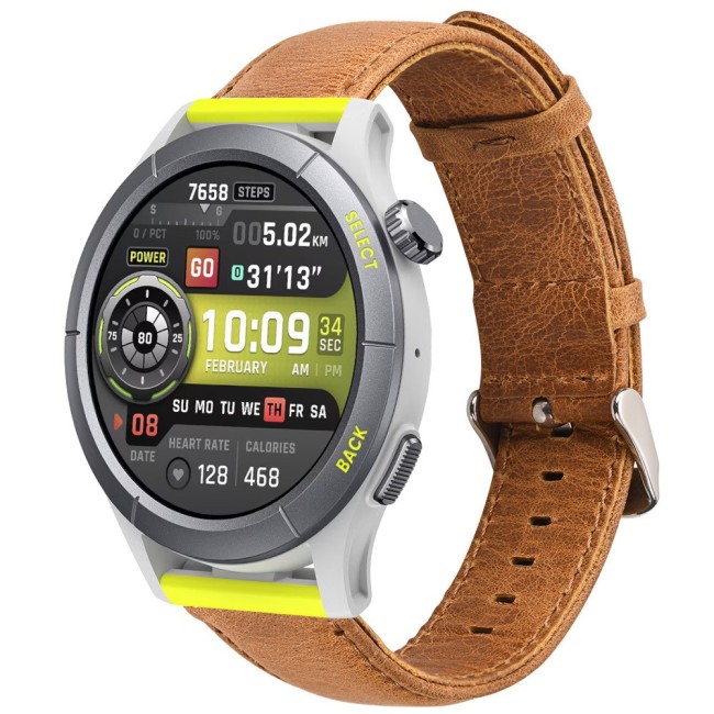 Estuyoya Correa cuero Vintage Amazfit Cheetah (Pro) (Round) marrón camel