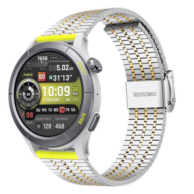 Estuyoya Correa acero Flexible Amazfit Cheetah (Pro) (Round) plata,oro