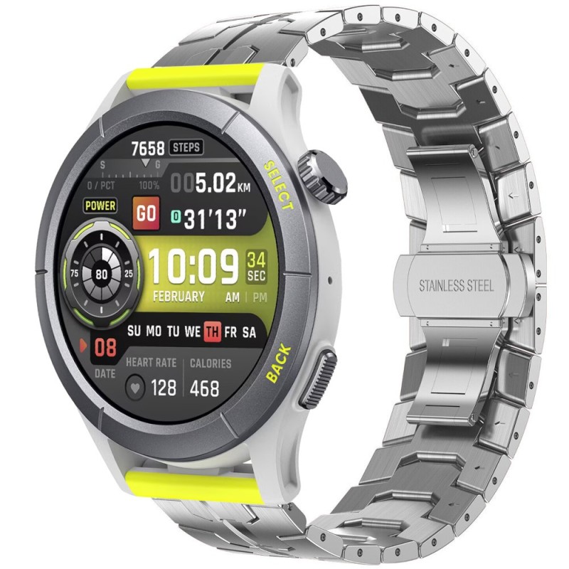 Estuyoya Correa acero Transformer Amazfit Cheetah (Pro) (Round) plata