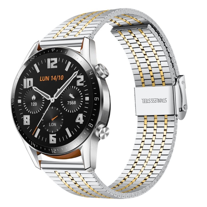 Estuyoya Correa acero Flexible Huawei Watch GT - GT 2 plata,oro