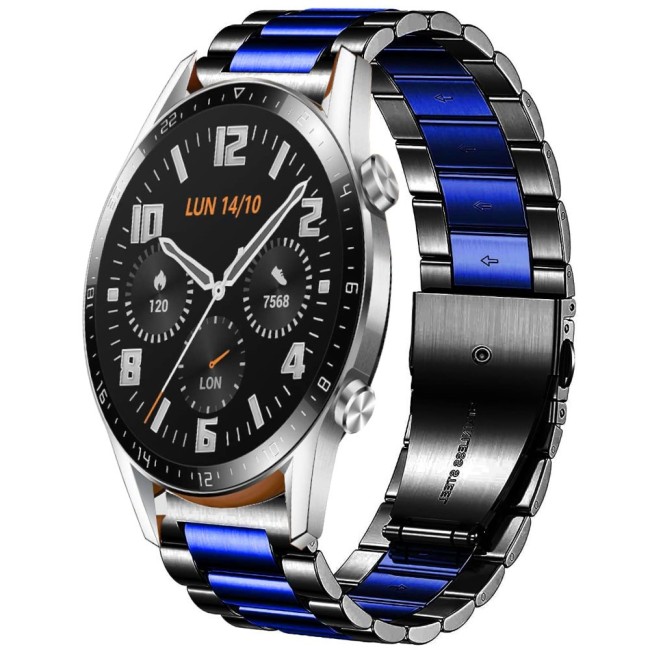 Estuyoya Correa metal acero Huawei Watch GT - GT 2 negro,azul