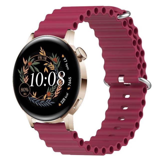 Estuyoya Correa silicona Ocean Huawei Watch GT 3 - 42mm rojo vino