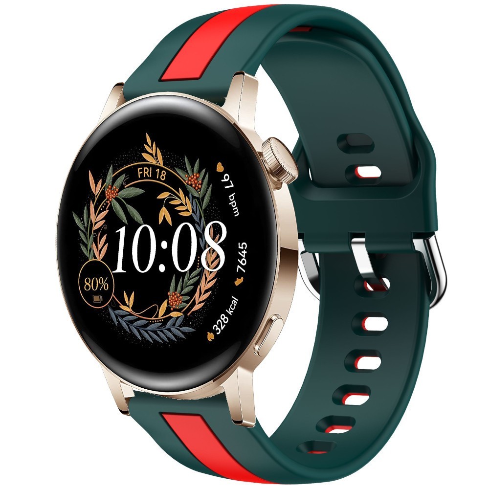 Estuyoya Correa silicona Raya Huawei Watch GT 3 - 42mm Verde,Rojo