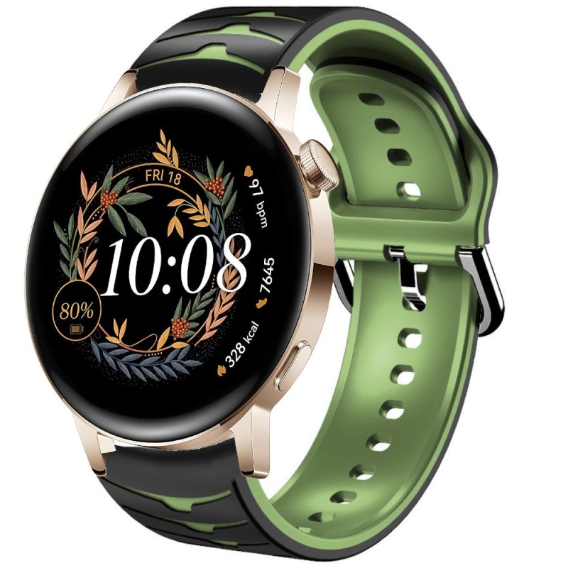 Estuyoya Correa silicona Ondas Huawei Watch GT 3 - 42mm Negro,Verde