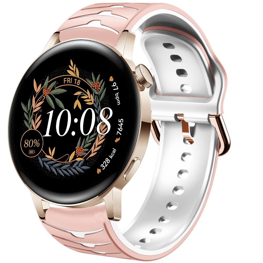 Estuyoya Correa silicona Ondas Huawei Watch GT 3 - 42mm Rosa,Blanco