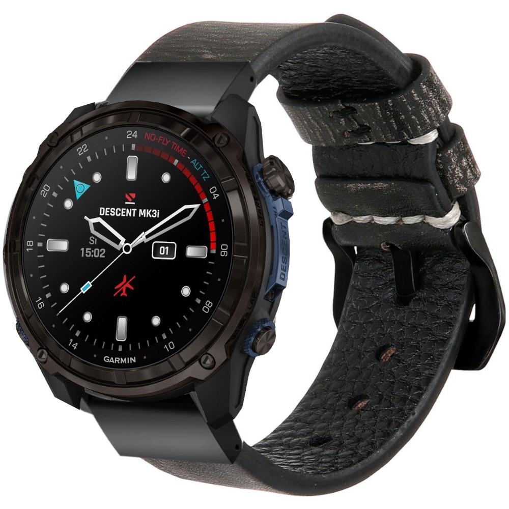 Estuyoya Correa cuero Garmin Descent MK3i - 51mm hecha a mano gris (GreySpace)