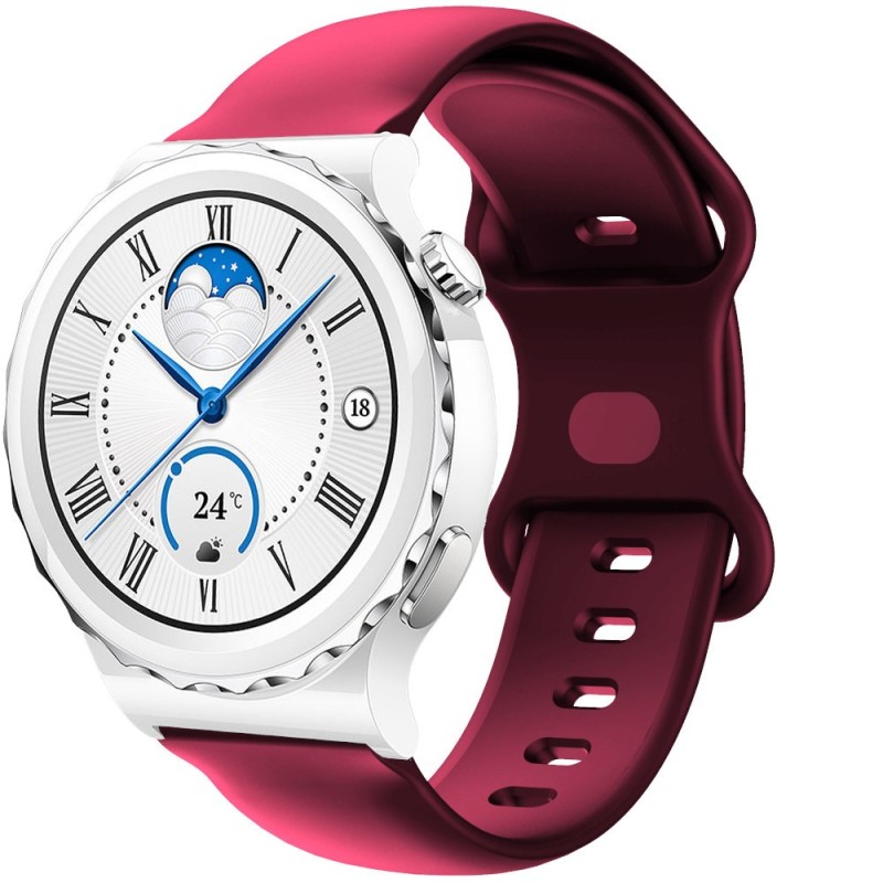 Estuyoya Correa silicona Doble Cierre Huawei Watch GT 3 Pro - 43mm Rojo Vino