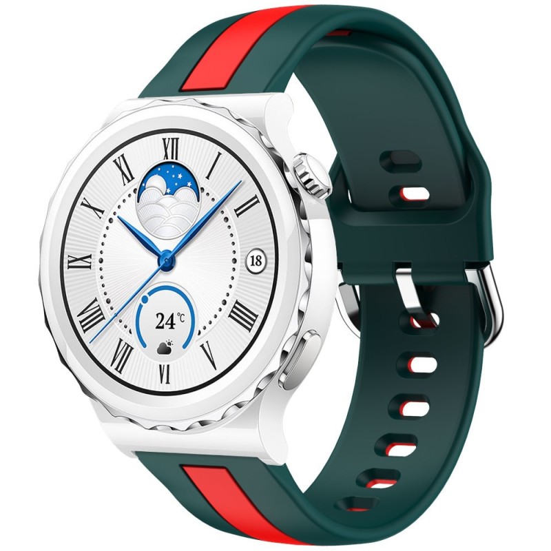 Estuyoya Correa silicona Raya Huawei Watch GT 3 Pro - 43mm Verde,Rojo