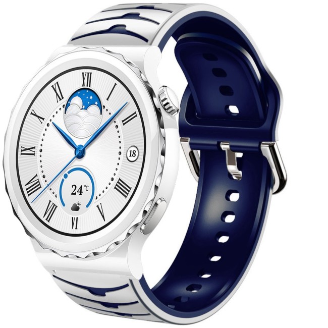 Estuyoya Correa silicona Ondas Huawei Watch GT 3 Pro - 43mm Blanco,Azul