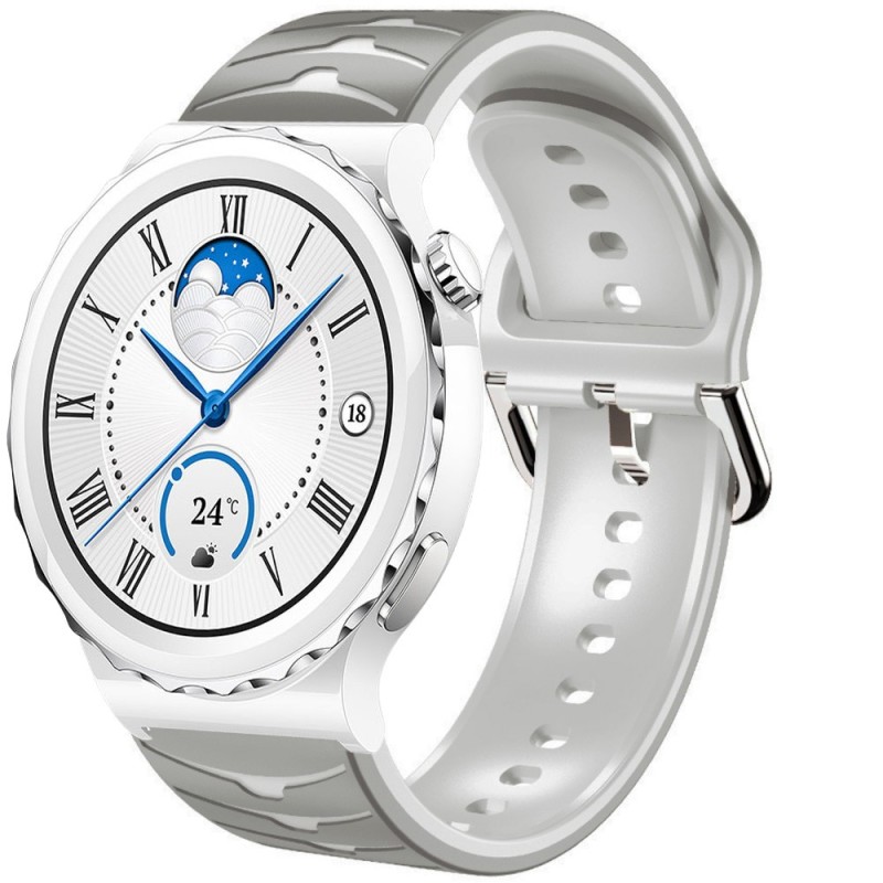 Estuyoya Correa silicona Ondas Huawei Watch GT 3 Pro - 43mm Gris,Blanco