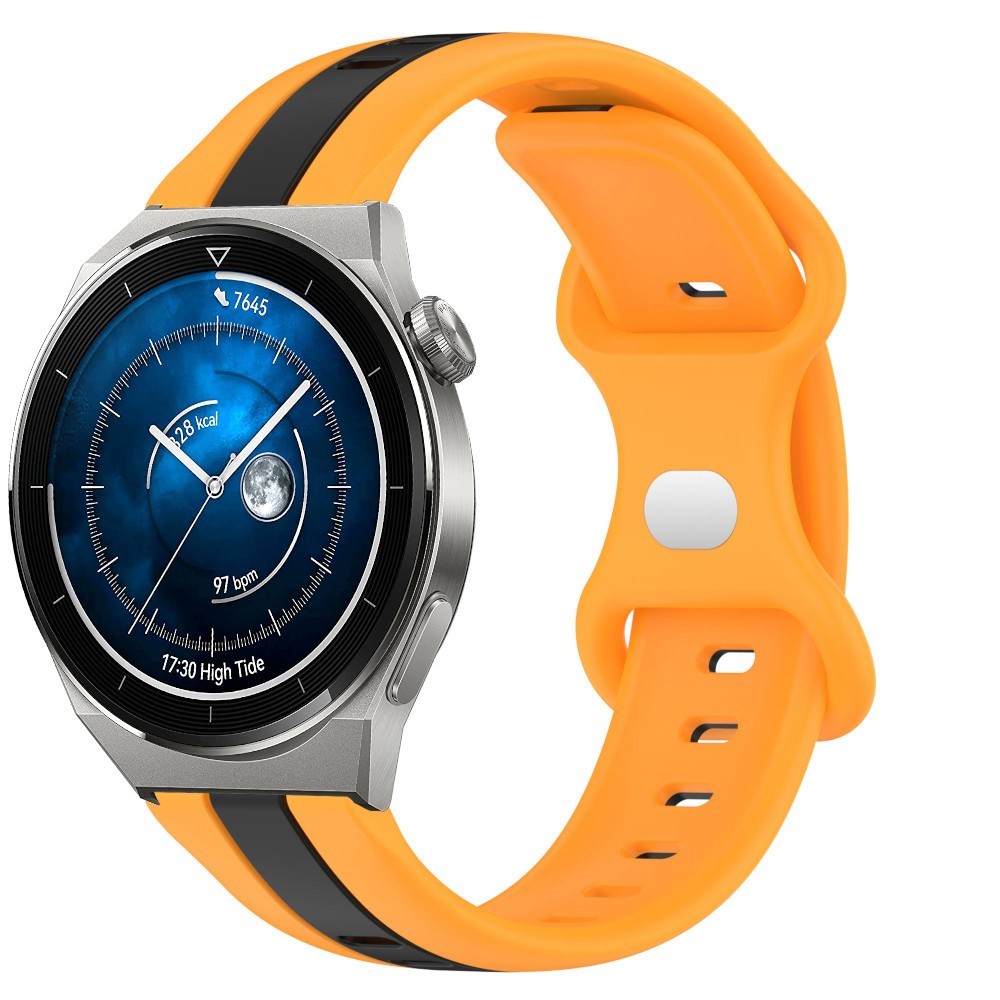 Estuyoya Correa silicona Raya Huawei Watch GT 3 Pro - 46mm Naranja,Negro