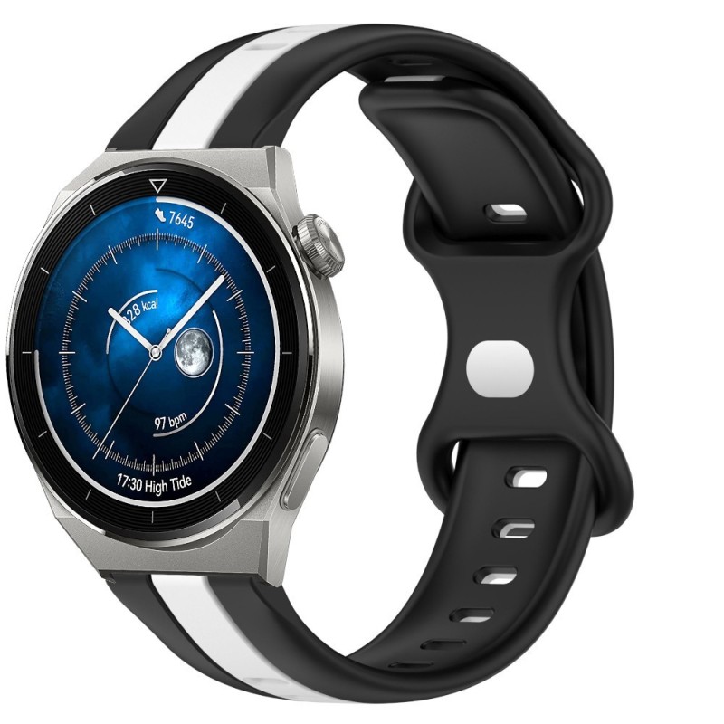 Estuyoya Correa silicona Raya Huawei Watch GT 3 Pro - 46mm Negro,Blanco