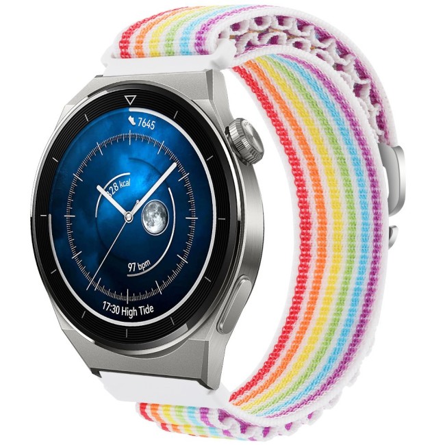 Estuyoya Correa loop nylon Huawei Watch GT 3 Pro - 46mm Rainbow White