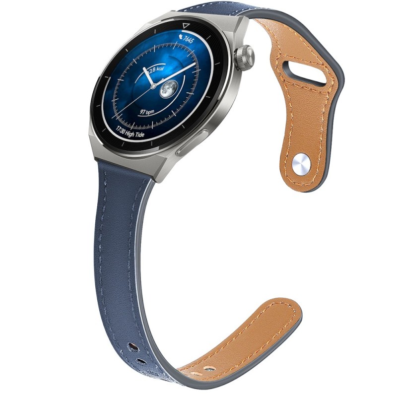 Estuyoya Correa cuero Slim Huawei Watch GT 3 Pro - 46mm azul oscuro