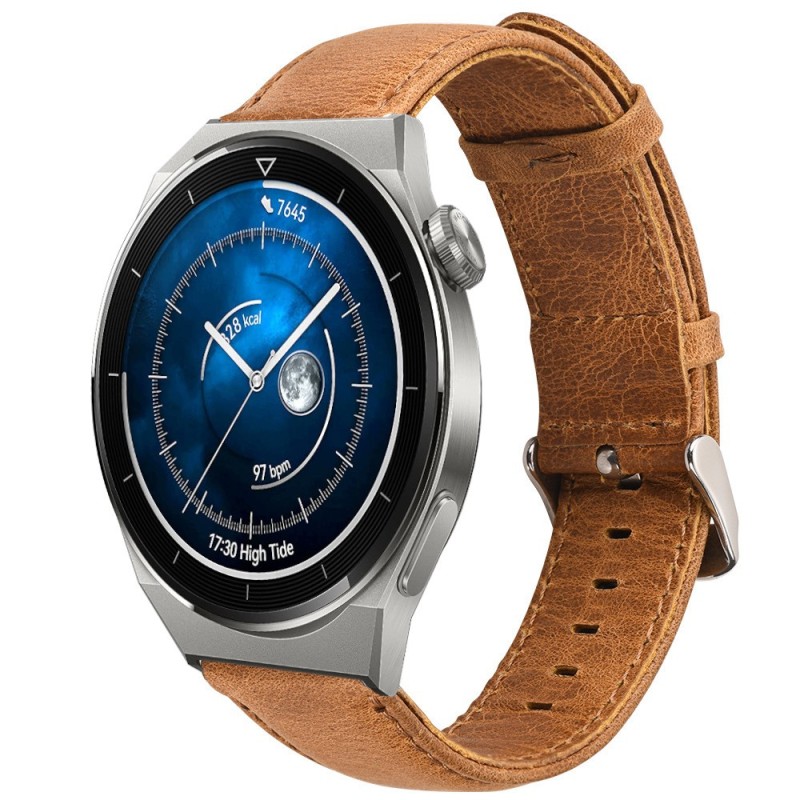 Estuyoya Correa cuero Vintage Huawei Watch GT 3 Pro - 46mm marrón camel