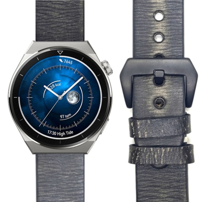 Estuyoya Correa cuero Huawei Watch GT 3 Pro - 46mm hecha a mano gris