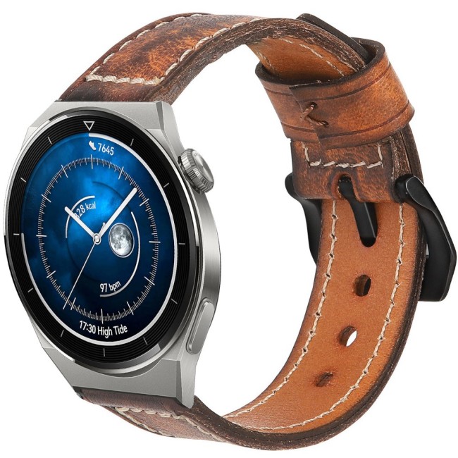 Estuyoya Correa cuero Huawei Watch GT 3 Pro - 46mm hecha a mano marrón