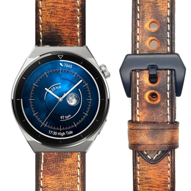 Estuyoya Correa cuero Huawei Watch GT 3 Pro - 46mm hecha a mano marrón