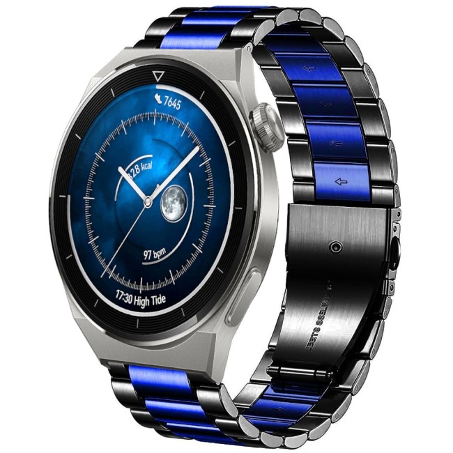 Estuyoya Correa metal acero Huawei Watch GT 3 Pro - 46mm negro,azul