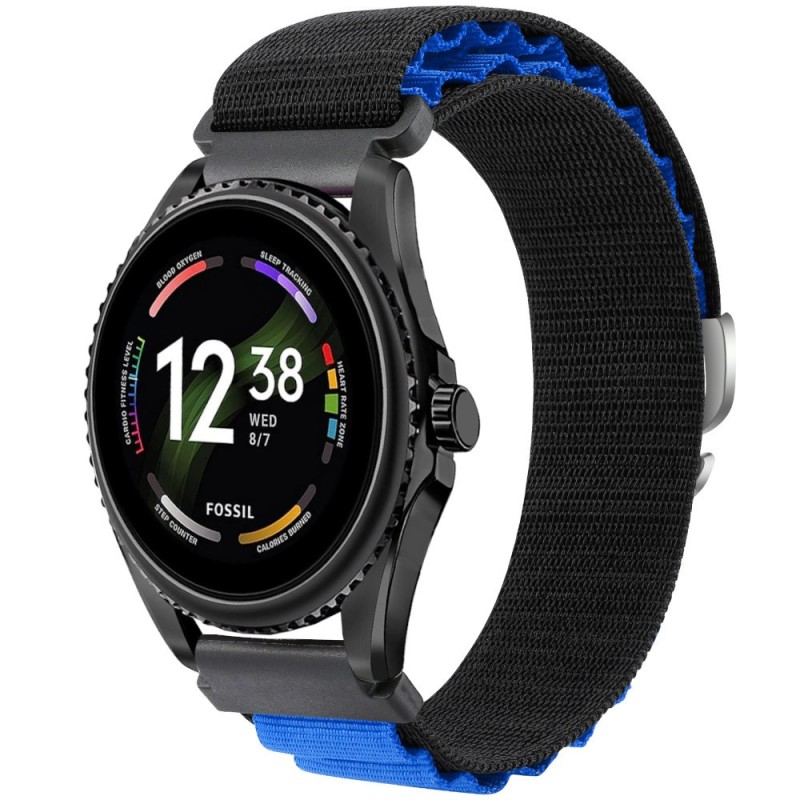 Estuyoya Correa loop nylon Fossil Gen 5e - 44mm Negro,Azul