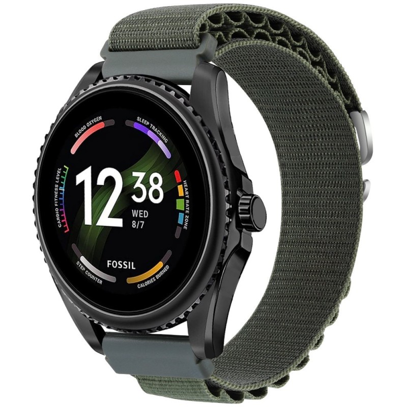 Estuyoya Correa loop nylon Fossil Gen 5e - 44mm Verde Militar