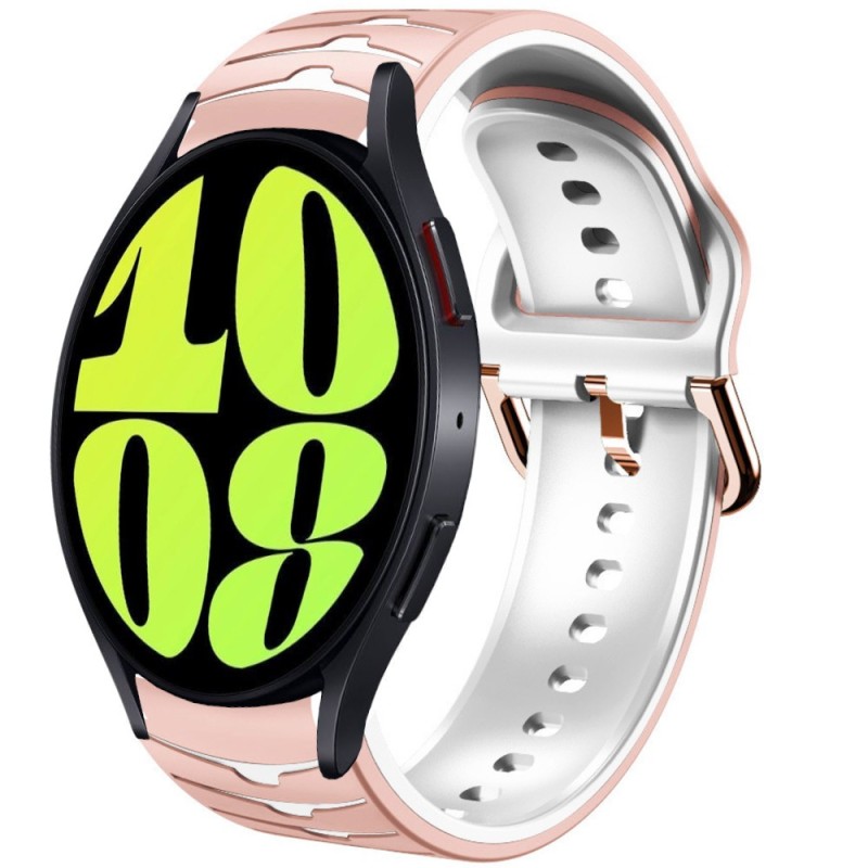 Estuyoya Correa silicona Ondas Samsung Galaxy Watch 6 - 44mm Rosa,Blanco