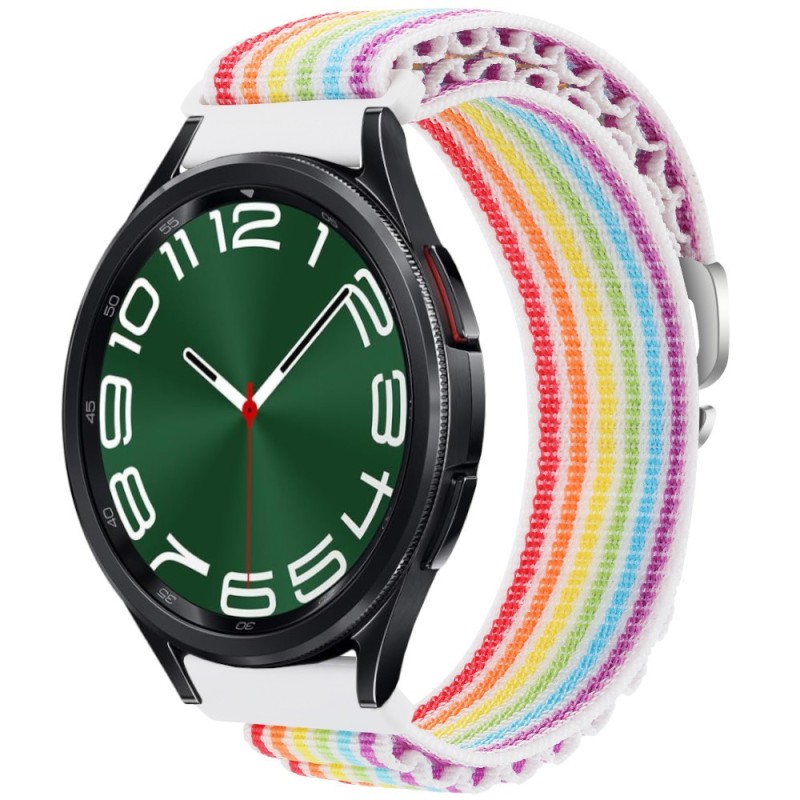 Estuyoya Correa loop nylon Samsung Galaxy Watch 6 Classic - 47mm Rainbow White