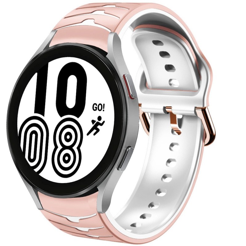 Estuyoya Correa silicona Ondas Samsung Galaxy Watch 4 - 44mm Rosa,Blanco