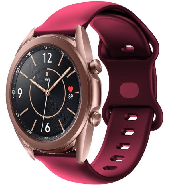 Estuyoya Correa silicona Doble Cierre Samsung Galaxy Watch 3 - 41mm Rojo Vino