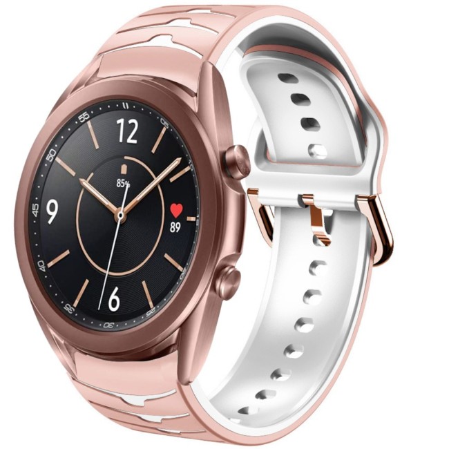 Estuyoya Correa silicona Ondas Samsung Galaxy Watch 3 - 41mm Rosa,Blanco