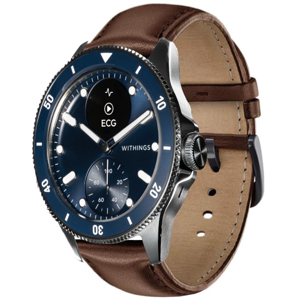 Estuyoya Correa cuero Clasica Withings Scanwatch Horizon marrón