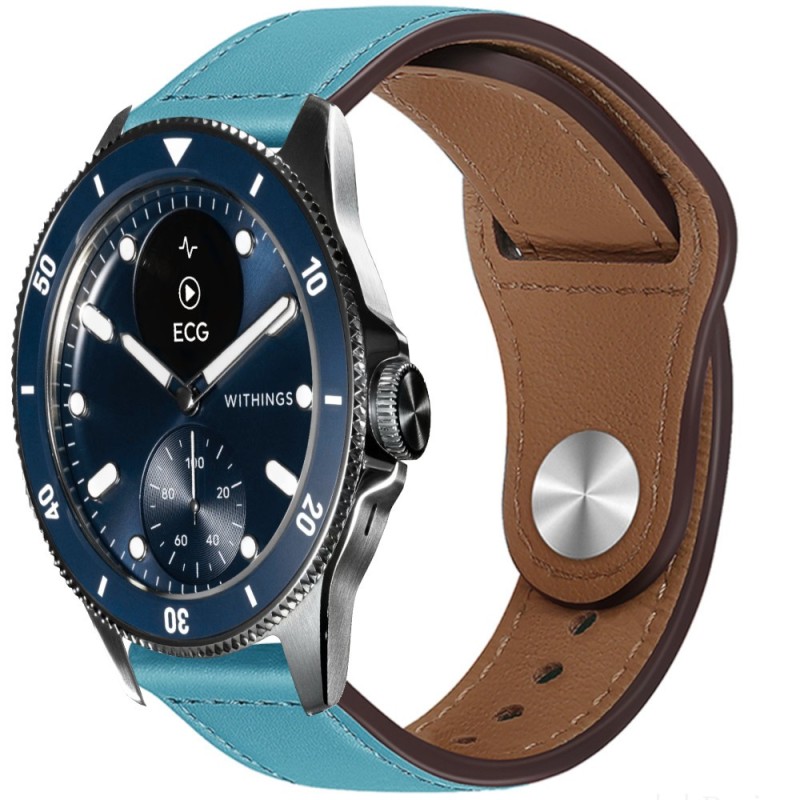 Estuyoya Correa cuero Bucle Withings Scanwatch Horizon azul