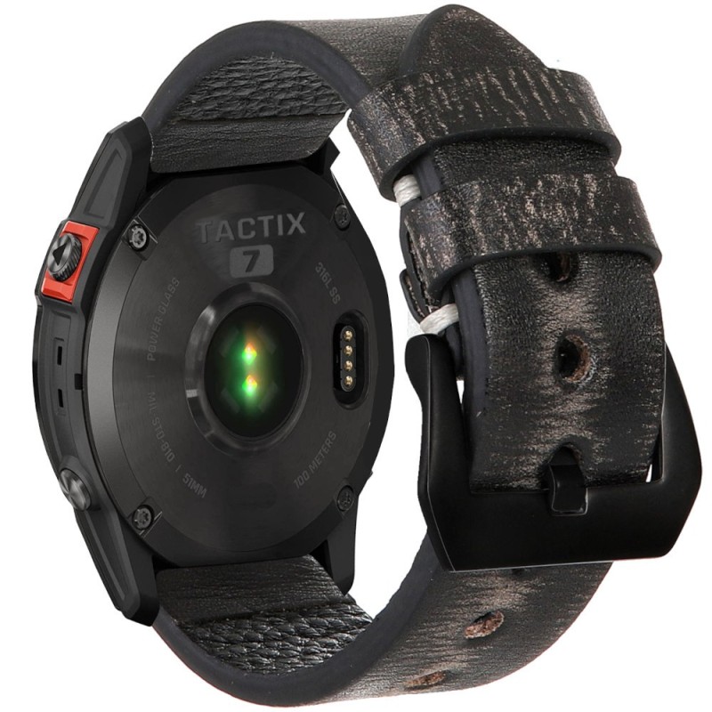 Estuyoya Correa cuero Garmin Tactix 7 hecha a mano gris (GreySpace)