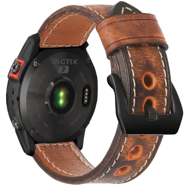 Estuyoya Correa cuero Garmin Tactix 7 hecha a mano marrón (MarSpace)