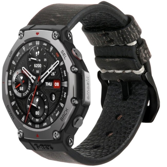 Estuyoya Correa cuero Amazfit T-Rex 3 hecha a mano gris