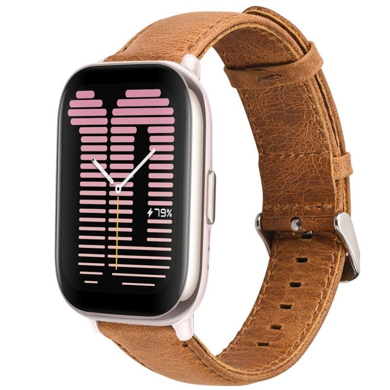 Estuyoya Correa cuero Vintage Amazfit Active 42mm marrón camel