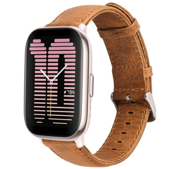 Estuyoya Correa cuero Vintage Amazfit Active 42mm marrón camel