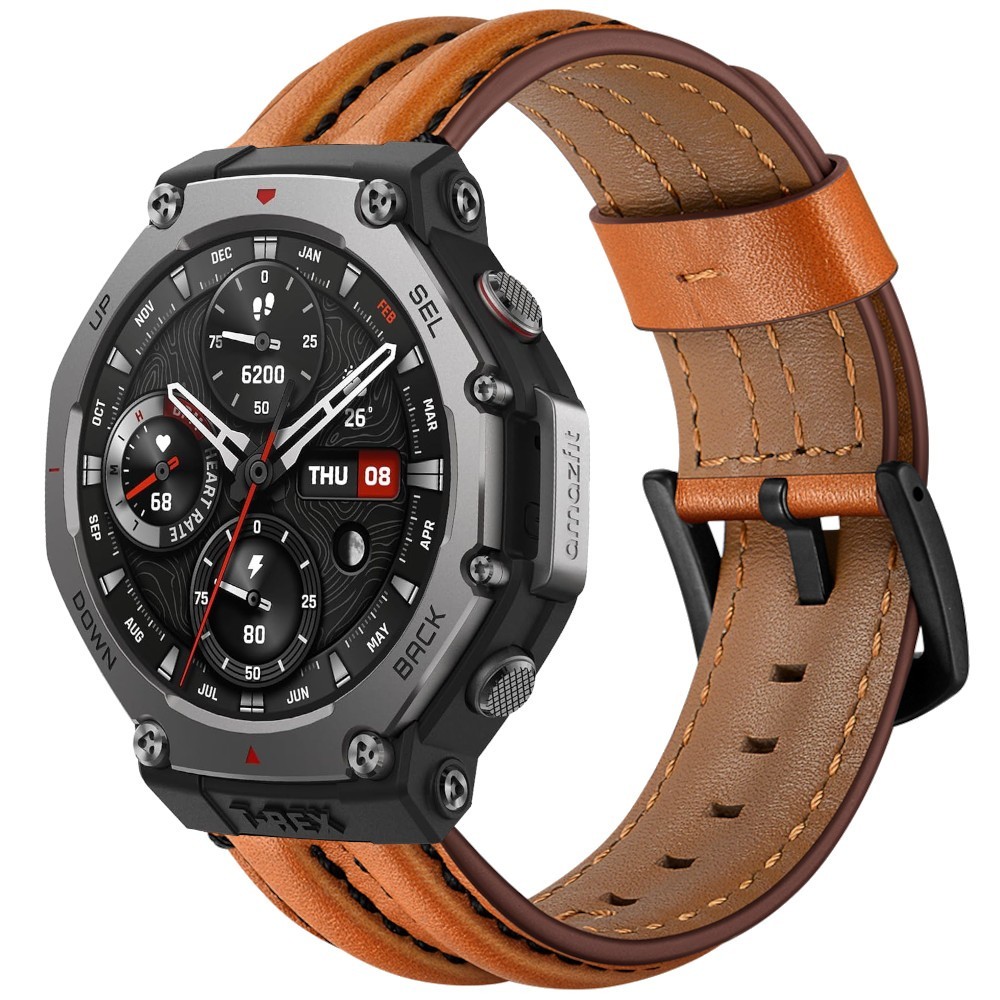 Estuyoya Correa cuero Acolchado Amazfit T-Rex 3 marrón