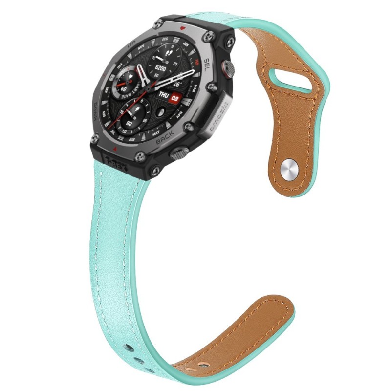 Estuyoya Correa cuero Slim Amazfit T-Rex 3 azul turquesa