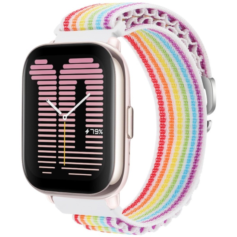 Estuyoya Correa loop nylon Amazfit Active 42mm Rainbow White