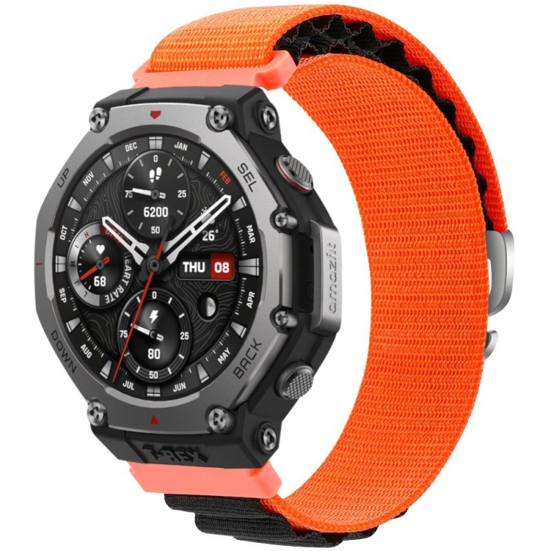 Estuyoya Correa loop nylon Amazfit T-Rex 3 Naranja,Negro