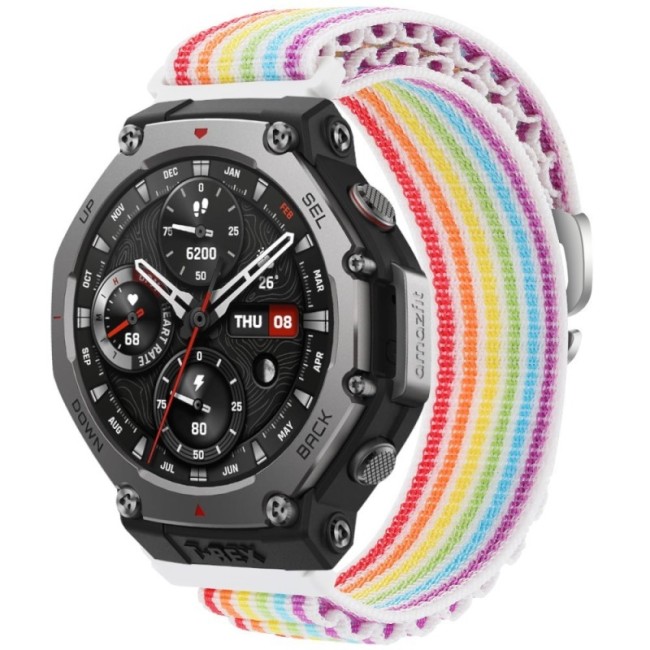 Estuyoya Correa loop nylon Amazfit T-Rex 3 Rainbow White