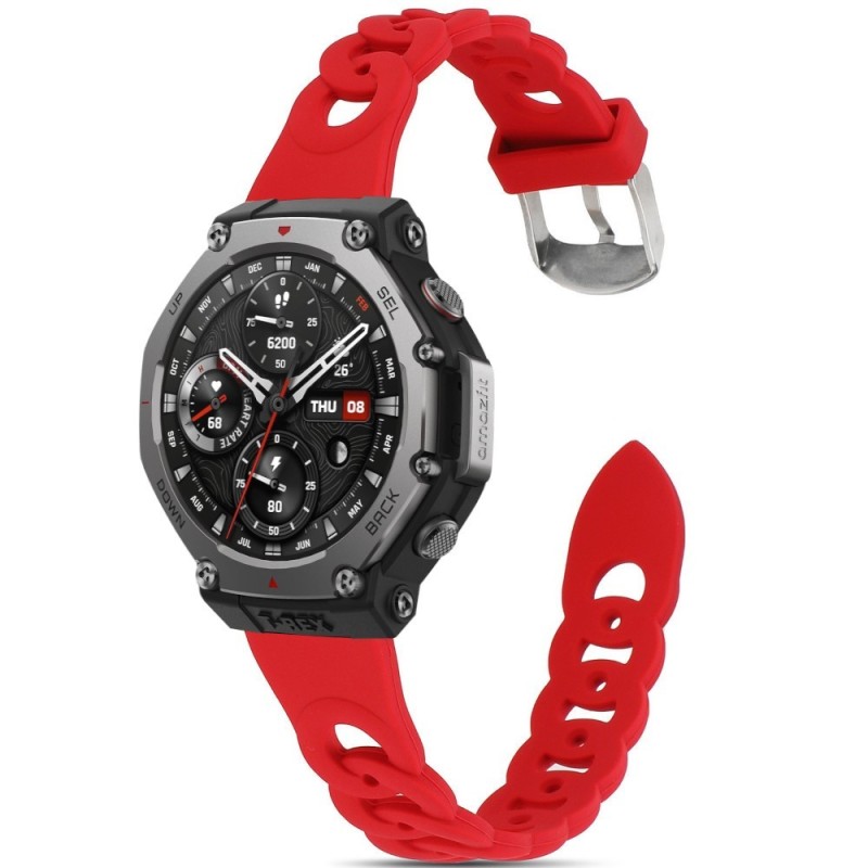 Estuyoya Correa silicona Diseño Cadena Amazfit T-Rex 3 Rojo