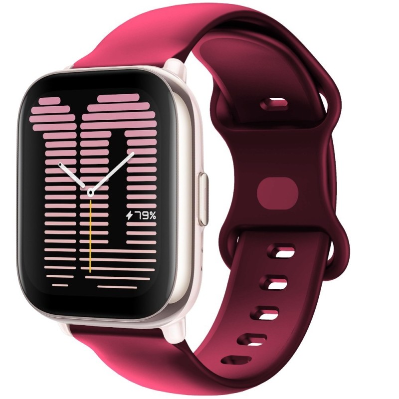 Estuyoya Correa silicona Doble Cierre Amazfit Active 42mm Rojo Vino